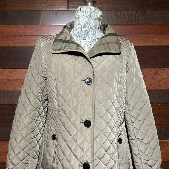 NWOT Liz Claiborne Collared Long Sleeve Tan Quilted Puffer Jacket - Picture 4 of 11
